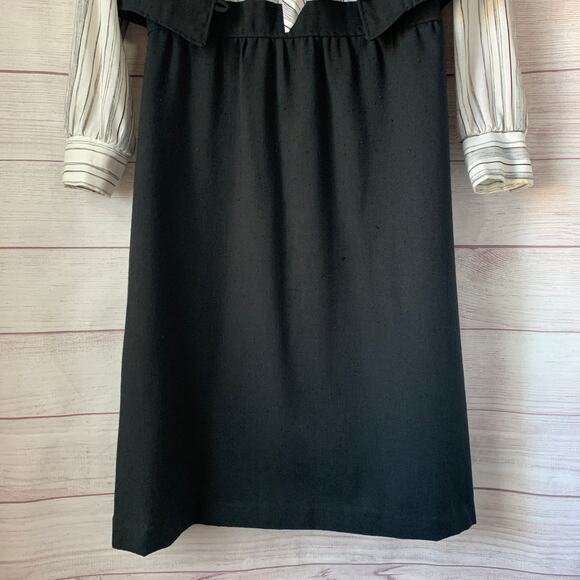 Vintage Ms. Sugar Striped Midi Dress Outfit with Vest and Tie Neck - Picture 3 of 16